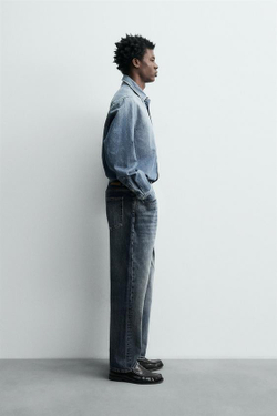 ZARA ДЖИНСЫ STRAIGHT ДЛИНОЙ ДО ЩИКОЛОТКИ, ВЫЦВЕТШИЙ СИНИЙ