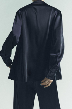 ZARA АТЛАСНАЯ РУБАШКА С ЗАВЯЗКАМИ, МОРСКОЙ ЯРКО-СИНИЙ