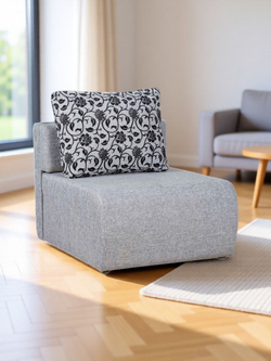 Кресло-кровать Нептун Аслан серый механизм Еврокнижка, спальное место, пенополиуретан (ППУ), ящик для белья, каркас из хвойных пород, для гостиной и студии