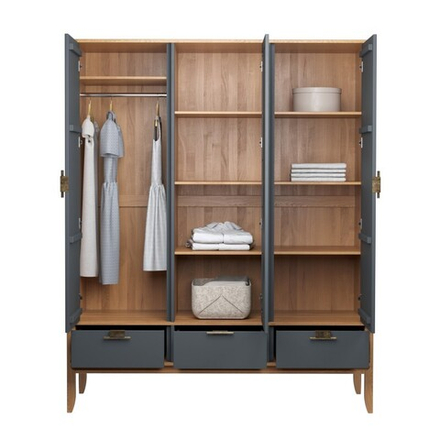 Шкаф 3х дверный с глухими дверями «Бридж» браун/серый 7012