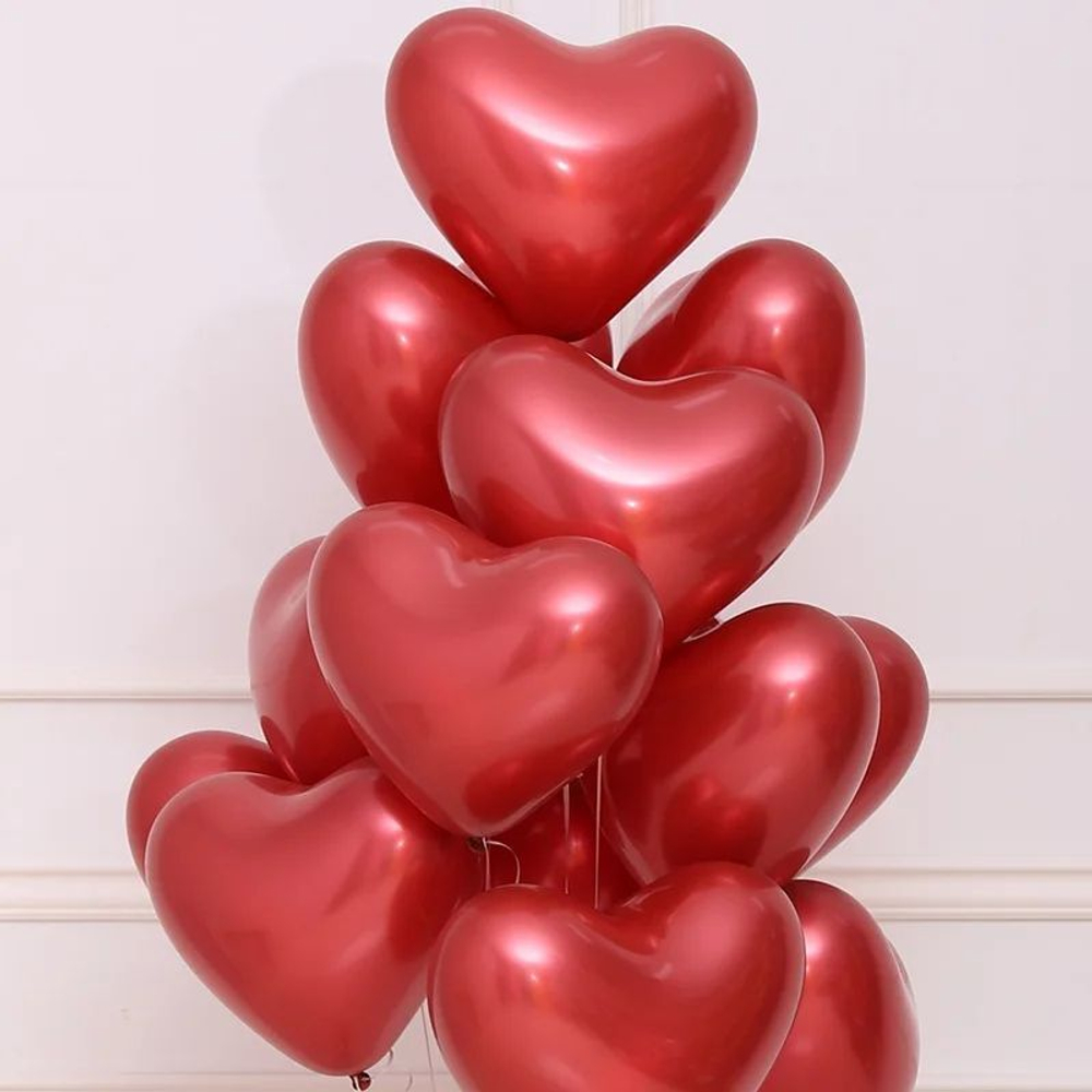 Шар Сердце красный хром