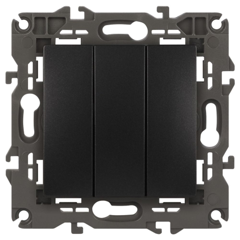 14-1107-05 ЭРА Выключатель тройной, 10АХ-250В, IP20, Эра Elegance, антрацит