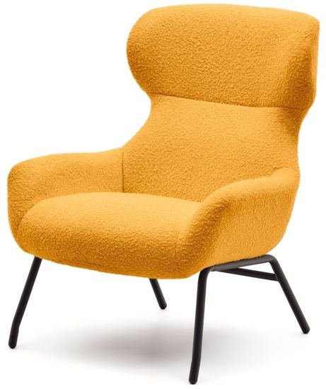 Belina Кресло из горчичной ткани букле и стали с черной отделкой Испания LA Forma