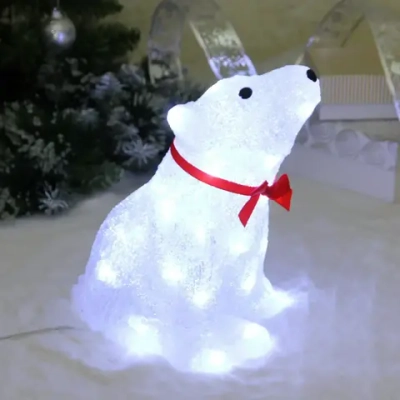 Фигура светодиодная «Белый мишка» 16,5*21*26 см, 30 ламп LED, авторежим, 220V, Белый