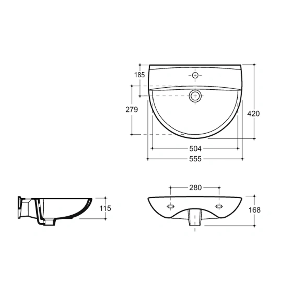 Умывальник-тюльпан "Симпл-55" с отв (КЕРАМИН)