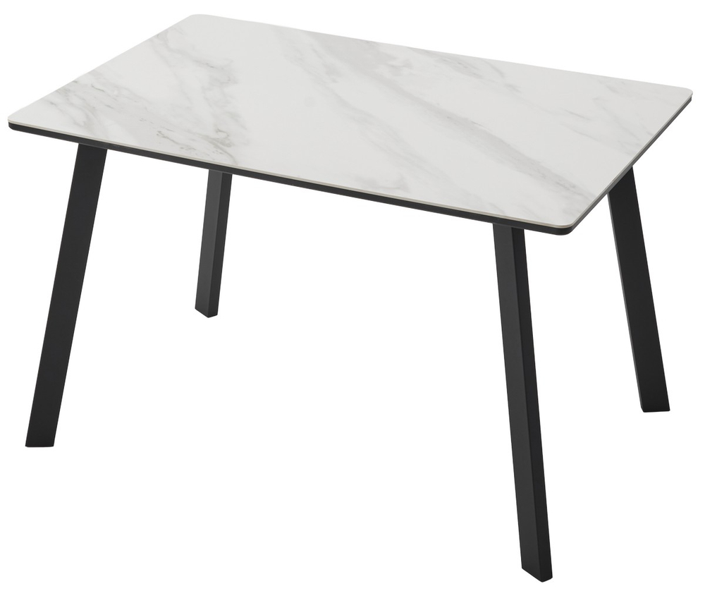 Стол ТИК ТАК 120  Белый мрамор активный, керамика / Черный каркас М-City