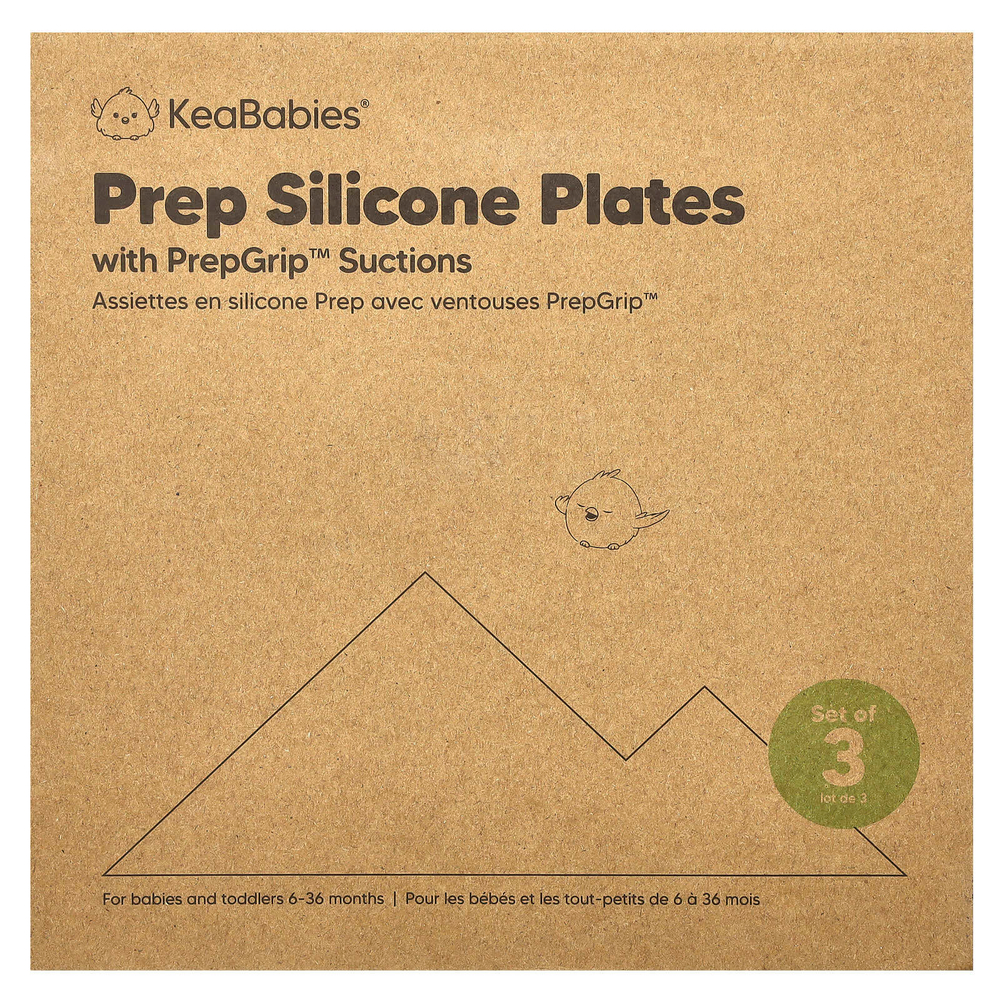 KeaBabies, Силиконовые пластины для подготовки с аспирацией PrepGrip ™, 6–36 месяцев, для пустыни, 3 шт.