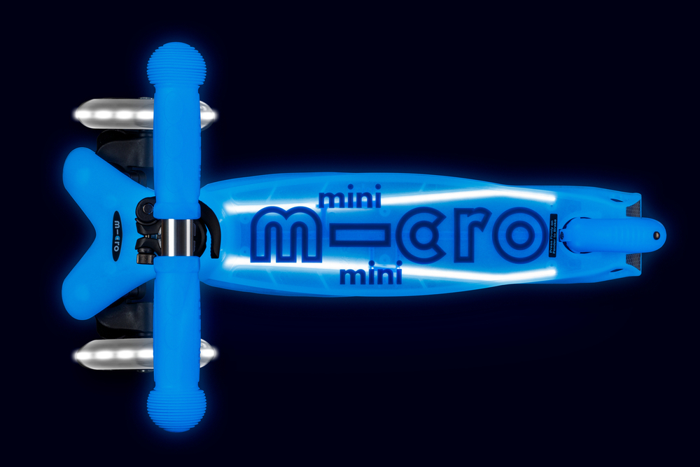 Самокат Mini Micro Deluxe Glow Plus (светящийся) LED арктический синий