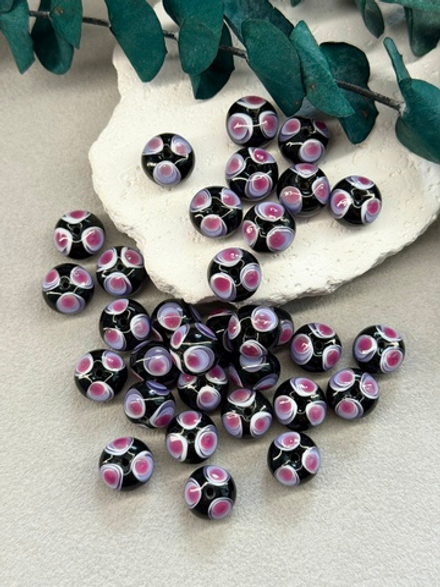 Стеклянные бусины лэмпворк 13*13 мм "Калейдоскоп"