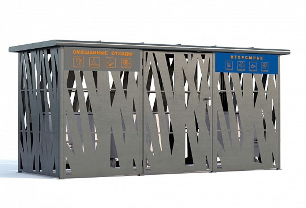 Площадка для сбора мусора Панели на 4 контейнера