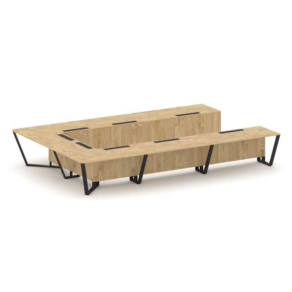 Steel Meet Стол переговорный П-образный KDK-PR.B.SP-15P Тиквуд Светлый/Металл Черный 4800*3200*750