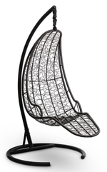 Подвесное кресло-кокон LUNA черное, зеленая подушка, велюр (Laura Outdoor)