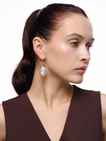 Серьги "Simple Cross Pearl" Bicolor