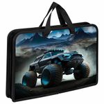 Папка на молнии с ручками ЮНЛАНДИЯ А4, 1 отделение, пластик, ширина 45 мм, "Space driver", 273360