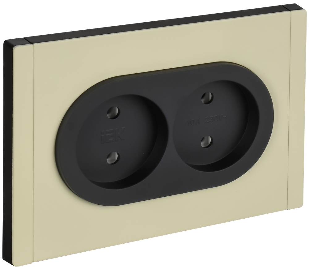 FORTE&PIANO Розетка 2-местная без заземления без защитных шторок безвинтовое крепление 10А FP826M металл серый сланец IEK