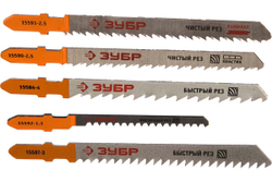 Полотна по дереву для электролобзика EU-хвостовик 5шт. Зубр 1595-S5