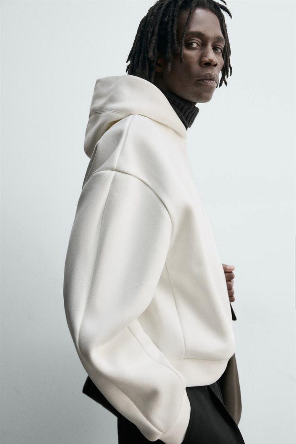 ZARA КОМПАКТНОЕ ХУДИ, БЕЛЫЙ