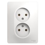 Schneider Electric Glossa Белый Розетка 2-местная без заземляющих контактов в сборе с рамкой IP20 скрытая установка GSL000120