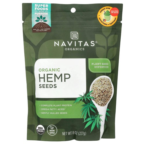 Navitas Organics, органические семена конопли, 227 г (8 унций)