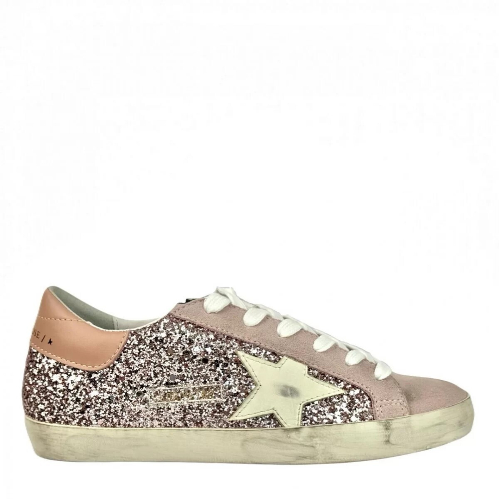 Кеды GGDB Super-Star in Silver Glitter With Leather Star and Heel Tab