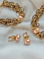 HMG 1131 peach Серьги с жемчужиной 1,5 см арт.0720