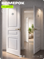 Номерок на дверь квартиры 739, для кабинета, офиса, шильдик 9 х 7 см, серебристый, Айдентика Технолоджи