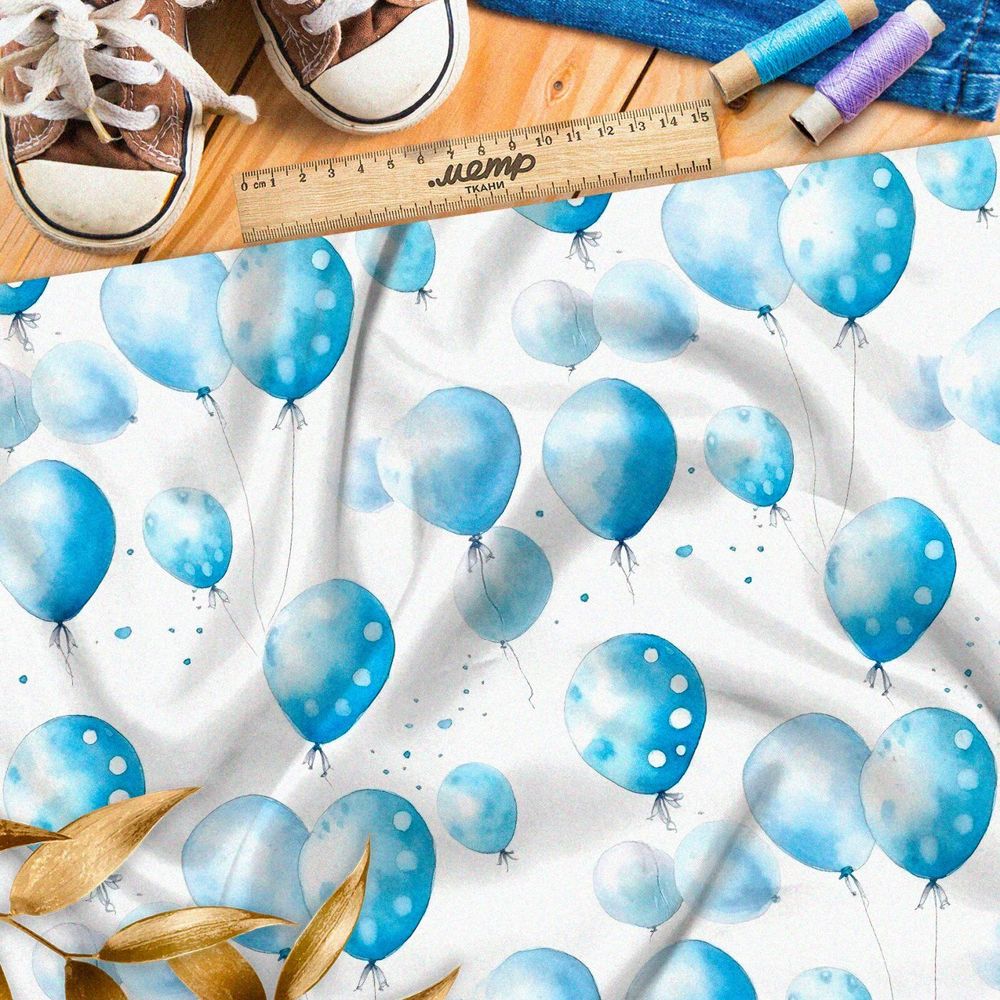Ткань Ниагара Софт голубые воздушные шары