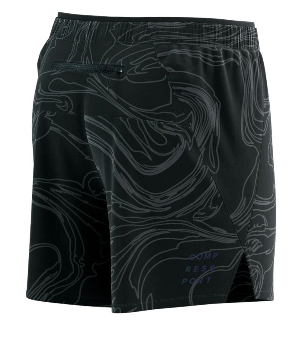 Теннисные шорты Compressport Performance Short - black/aurora