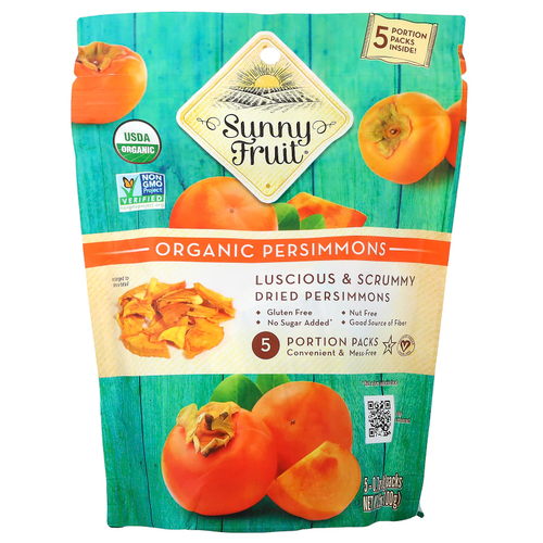 Sunny Fruit, органическая сушеная хурома, 5 порционных пакетиков по 20 г (0,7 унции)