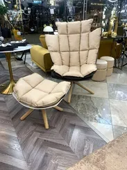 Кресло Hush с двусторонней подушкой, бежевое с серым