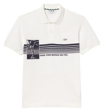 Мужское теннисное поло Lacoste French Made Original L.12.12 Print Polo Shirt - белый