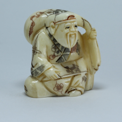 Эксклюзивная нэцкэ Дзюродзин сидящий с мешком риса