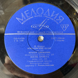 Винтажная виниловая пластинка LP Иоганн Штраус Johann Strauss Jr. На Прекрасном Голубом Дунае (СССР 1974)