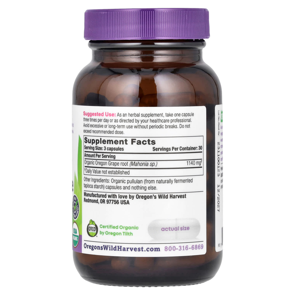 Oregon's Wild Harvest, Органический орегонский виноград, 90 органических веганских капсул (380 мг на капсулу)