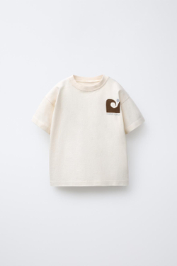 ZARA ФУТБОЛКА С ПРИНТОМ «СЕРФИНГ», ЭКРЮ