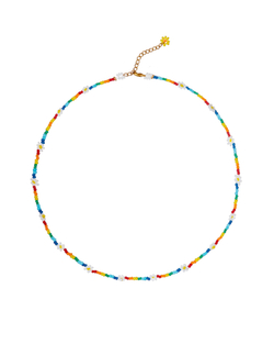 Колье-бисер, радуга, цветы