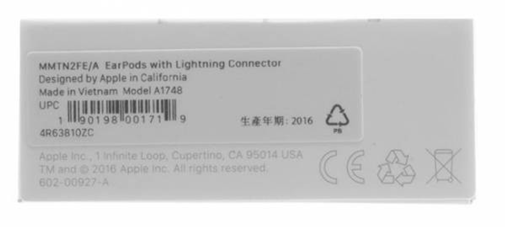 Apple Original Earpods Lighting connector (52) A1748