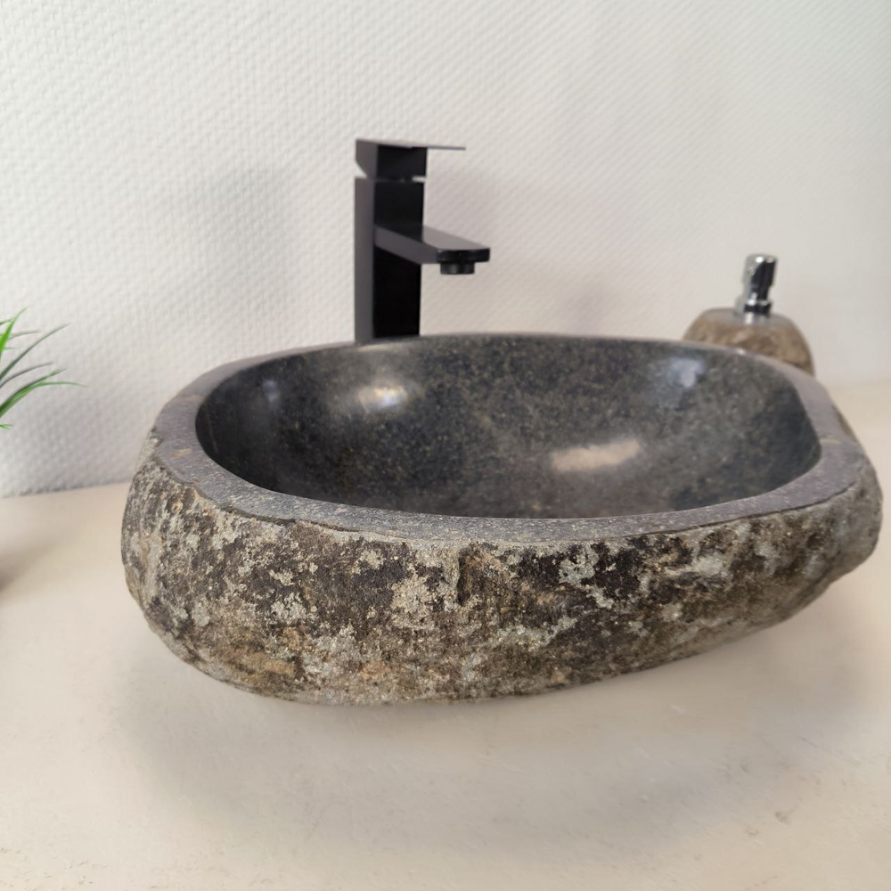 Раковина из речного камня RS-66010 48х37х15 из натурального камня