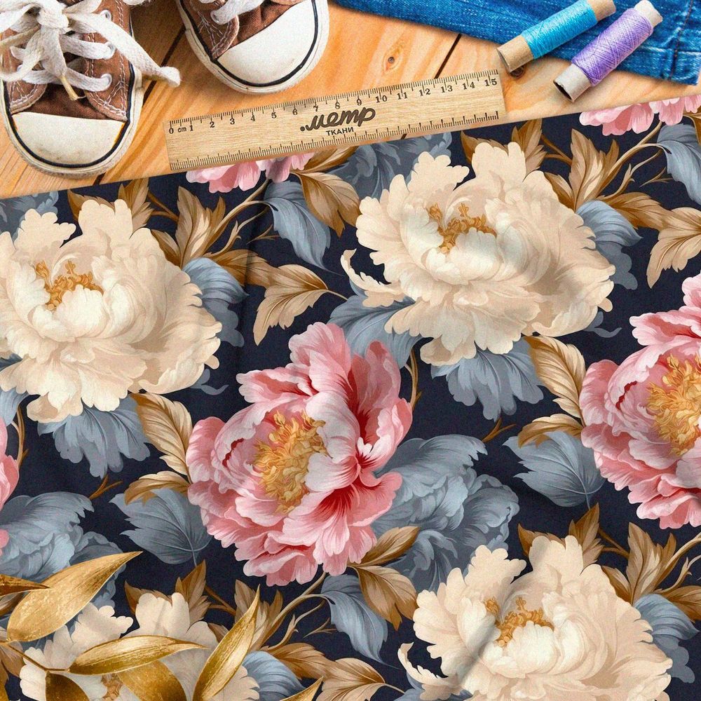 Ткань премиум шифон фантазийный розарий