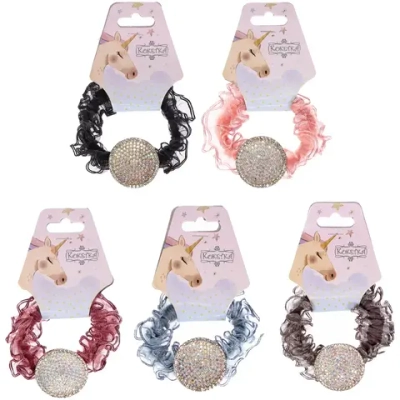 Резинка для волос 1шт «ЕЖЕВИКА», круг, микс 5 цветов, d-5см (подвес Единорог)