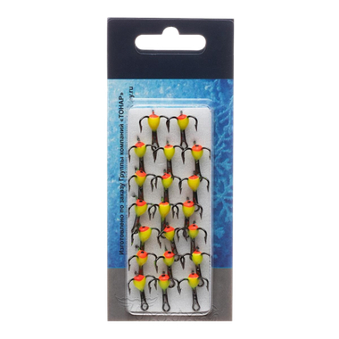 Тройник капля Premier Fishing №10 1шт фосфорный с глазом Жёлтый