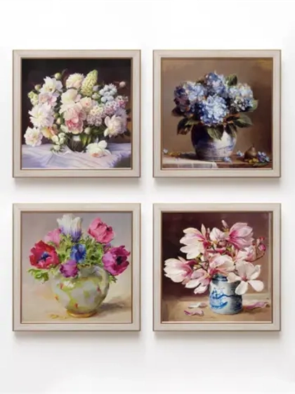 Картины на стену интерьерная на холсте 4 шт, 23*23 см