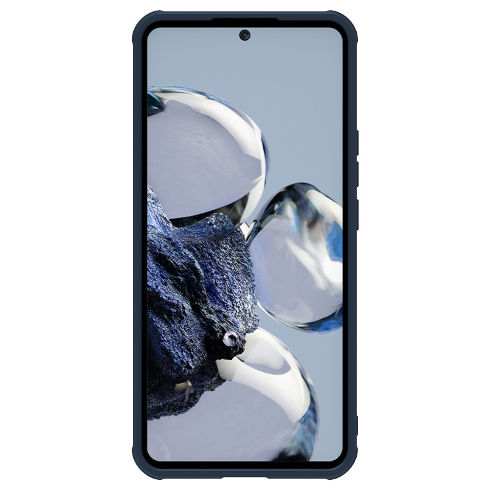 Чехол синего цвета с вставками из нейлонового волокна от Nillkin для Xiaomi 12T Pro, полуавтоматическая конструкция сдвижной крышки, серия Textured Case S