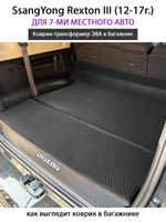 Коврик-трансформер ЭВА в багажник авто для SsangYong Rexton III (12-17г.) для 7-ми местного авто