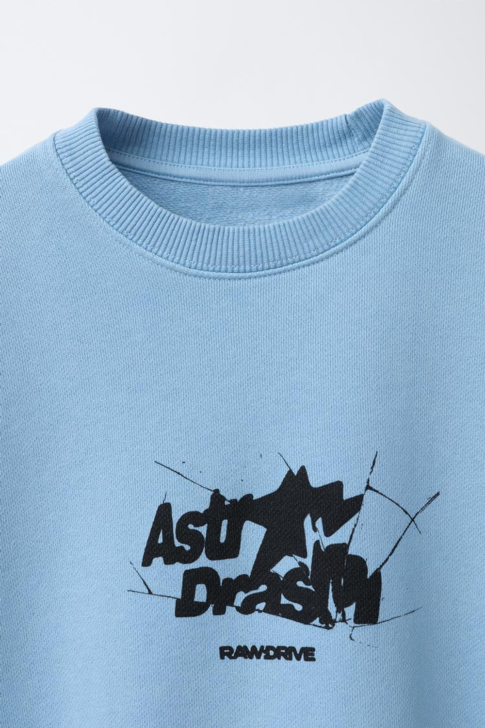 ZARA ТОЛСТОВКА С ТЕКСТОВЫМ ПРИНТОМ, СИНИЙ