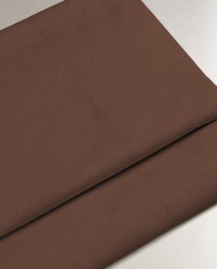 ZARA HOME (200 НИТЕЙ) ПРОСТЫНЯ ИЗ ХЛОПКА ПЕРКАЛЬ, ШОКОЛАДНО-КОРИЧНЕВЫЙ