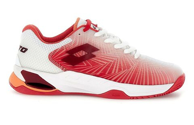 Женские теннисные кроссовки Lotto Mirage 100 II Clay W - all white/grenadine red/nectarine# 37 - White Red