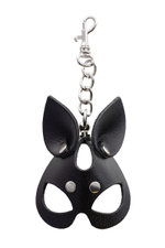 Кожаный брелок в виде маски кошки (Цвет: черный)