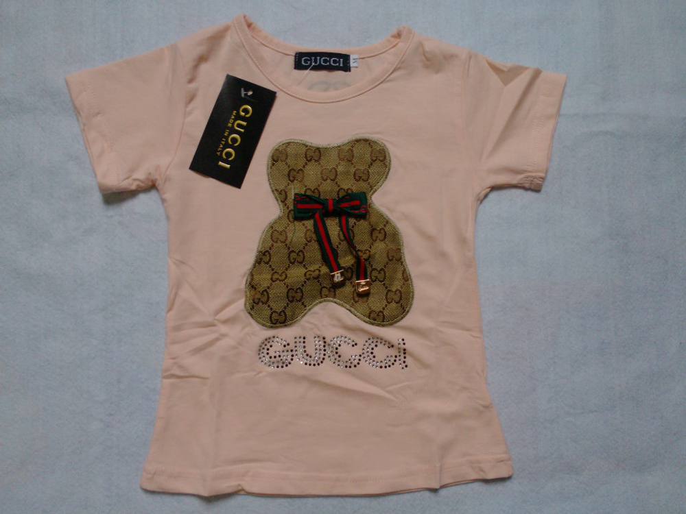 Футболка детская с аппликацией медведя и надписью