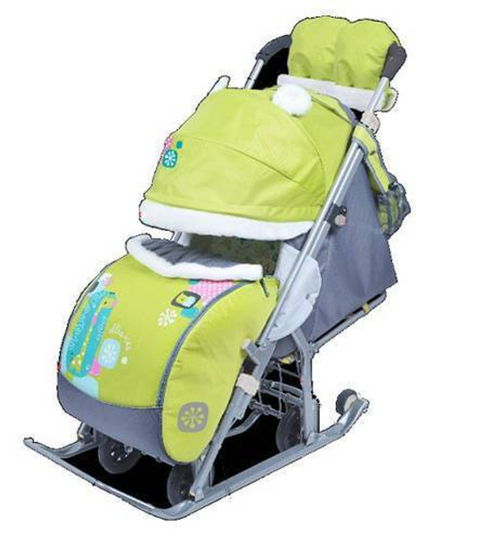 Санки Ника детям 7-2 зеленая с жирафом — 9-0092